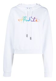 RAINBOW OFFWHITE CROP HOODIE WHITE MULTI
