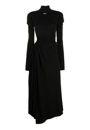 Off-White cut-out plissé panel long dress - Black