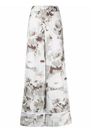 Off-White FLORAL SATIN PULL ON PANT GREY GREEN