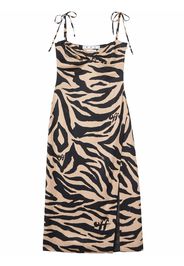 Off-White ZEBRA VI TWISTED LONG DRESS BEIGE BLACK - Neutrals