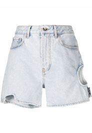 Off-White cut-out high-waisted denim shorts - Blue
