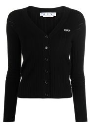 Off-White logo-print knitted cardigan - Black