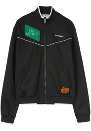 Off-White embroidered-logo zipped track jacket - Black