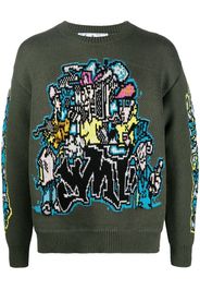 Off-White intarsia-knit long-sleeve jumper - Green