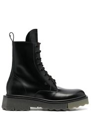 Off-White sponge-sole leather combat boots - Black