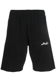 Off-White logo-print organic cotton track shorts - Black