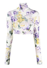 OFF-WHITE floral-print cropped top - Green