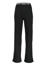 Off-White logo-waistband straight-leg trousers - Black