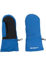 Off-White logo print padded mittens - Blue