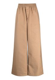 Off-White logo-embossed wide-leg trousers - Brown