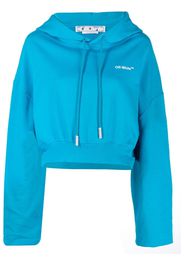 Off-White cropped logo-print hoodie - Blue