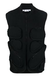 Off-White Multipockets waffle-knit gilet - Black