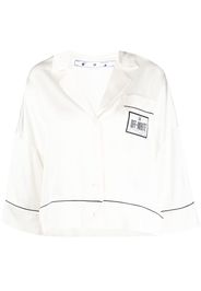 Off-White SATIN PAJAMA CROP SHIRT