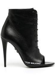 Off-White open toe leather boots - Black