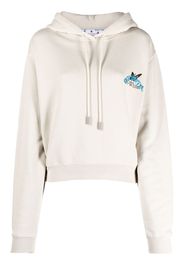 Off-White embroidered-logo cotton hoodie - Neutrals