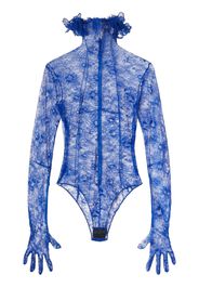 Off-White floral-lace glove-sleeve body - Blue