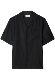 Off-White logo-jacquard camp-collar shirt - Black