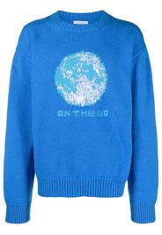 Off-White intarsia-knit wool-blend jumper - DARK BLUE PLACID BLUE