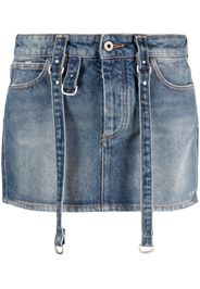 Off-White logo-patch denim mini skirt - Blue