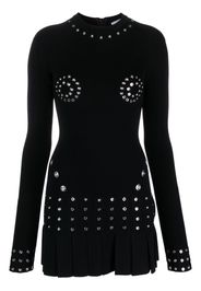 Off-White eyelet-embellished pleated minidress - Black