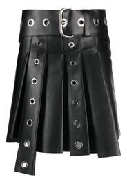 Off-White eyelet-embellished asymmetric pleated miniskirt - Black