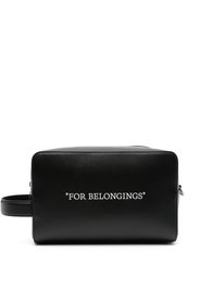 Off-White Quote-print leather wash bag - Black