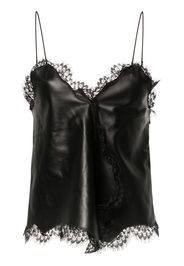 Off-White lace-trim leather top - Black