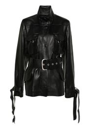 Off-White Co Cargo belted leather jacket - Black