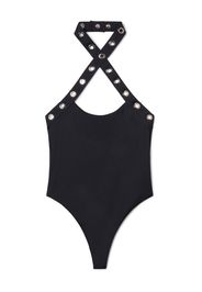 Off-White eyelet-embellished halterneck swimsuit - Black
