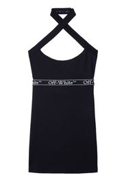 Off-White logo-waistband criss-cross straps minidress - Black