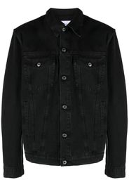 Off-White logo embroidered denim jacket - Black