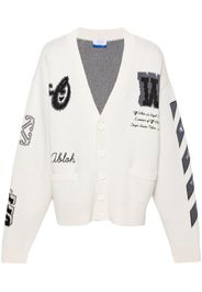 Off-White Varsity ribbed V-neck cardigan - 6110 CREAM BLACK