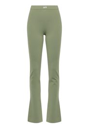 Off-White logo-print bootcut leggings - Green