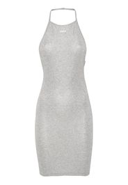 Off-White ribbed-knit lurex mini dress - Silver