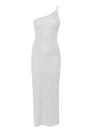 Off-White ribbed-knit lurex midi dress - Silver