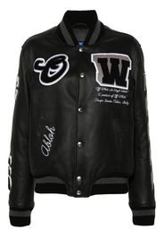 Off-White appliqué leather bomber jacket - Black
