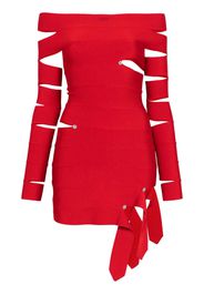 Off-White crystal-embellished mini dress - Red
