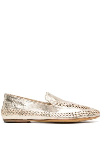 metallic-effect loafers