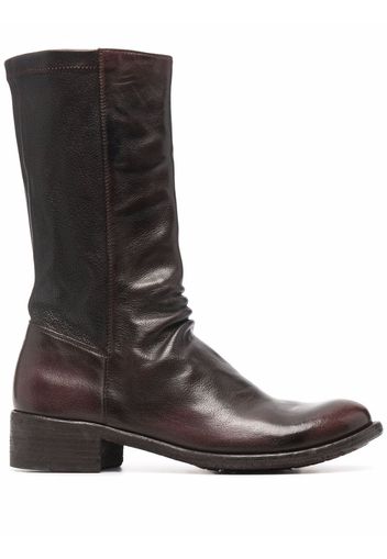 Officine Creative ruched-detailing zip-up leather boots - Brown