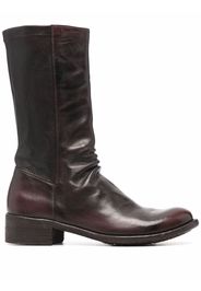 Officine Creative ruched-detailing zip-up leather boots - Brown