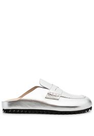 Officine Creative metallic-effect leather slides - Silver