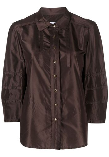 Oscar de la Renta satin-finish button-fastening shirt - Brown