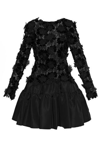 Oscar de la Renta floral appliqué high-neck minidress - Black