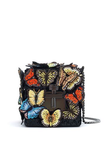 Oscar de la Renta butterfly-appliqué box clutch - Black