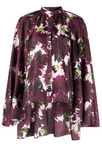 Oscar de la Renta Dahlia floral-print silk shirt - Red