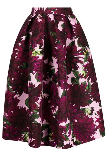 Oscar de la Renta Dahlia floral-print midi skirt - Red