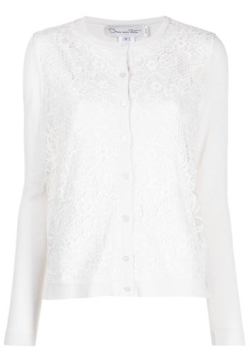 Oscar de la Renta chantilly-lace long-sleeve cardigan - White