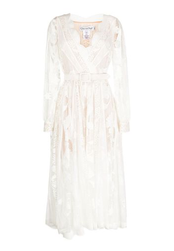 Oscar de la Renta Guipure-lace semi-sheer midi dress - White