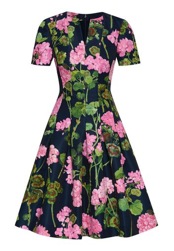 Oscar de la Renta floral-print short-sleeve dress - Blue