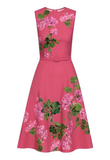 Oscar de la Renta Geranium-print cotton dress - Pink